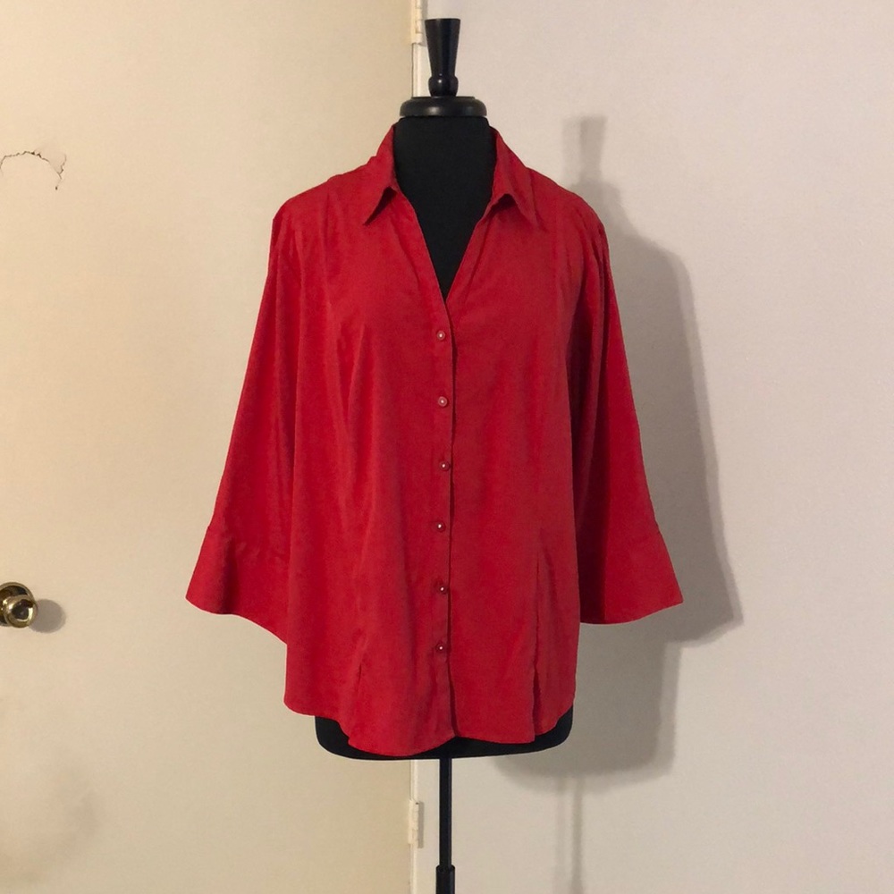Pretty red blouse perfect for Christmas parties